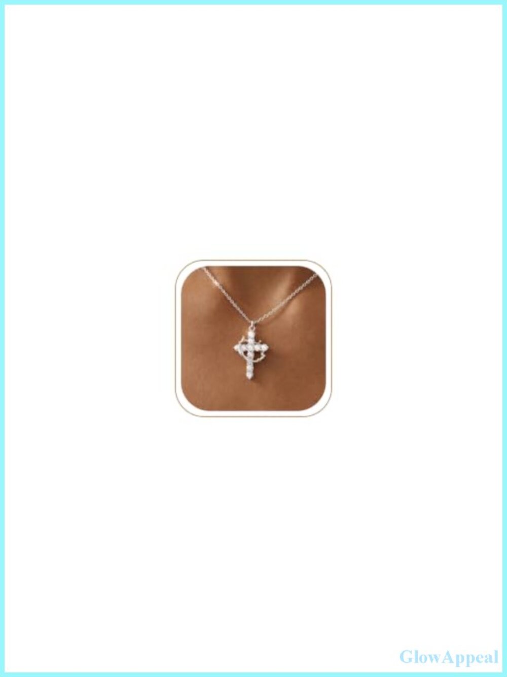 Sterling Silver Plated Crown Cross Pendant Necklace Hypoallergenic Faith Gift